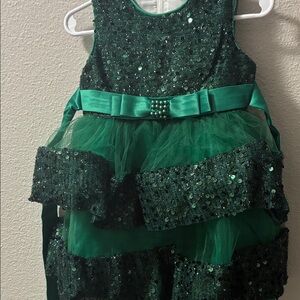 Green Sequin Tulle Dress with Bow